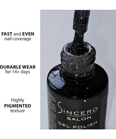 Sincero Salon - Premium UV Gel Nail Polish - Flash Black - Gel Nail Varnish - Nail Art - Long-Lasting High Gloss Wear - Black Gel Nail Polish - Gel Nails - Glitter Gel Nail Polish - Rich Pigment - Buy Online on GoSupps.com