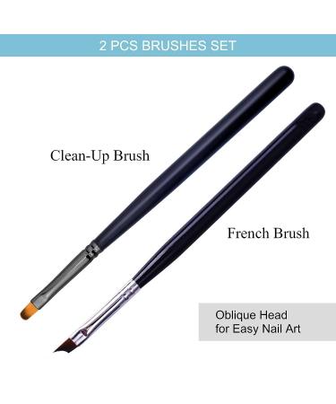 Oblique French Tip Nail Art Brush Set | Manicure Clean-Up & Design Pen | UV Gel & Acrylic Painting | Fine Hair | Black Handle - NB113 - Buy Online on GoSupps.com