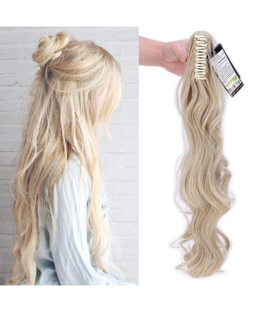 Extension ponytail ponytail braid hair extension hair piece human hair voluminous wavy ashblond mix bleach blonde corrugated-24 "(61cm) -150g - Buy Online on GoSupps.com