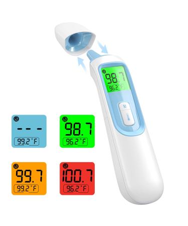 Infrared Thermometer for Adults IDOIT 4 in 1 Non Contact Forehead Ear Body Room Thermometer for Baby, Kids and Adults with LCD Screen Accurate Quick Read for Fever
