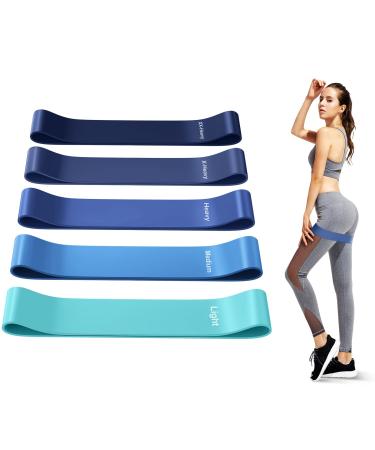 Resistance Bands Set of 5 Resistance Band for Women and Men Skin-Friendly Resistance Fitness Exercise Loop Bands 5 Levels for Legs and Glutes Arms Pilates Yoga-Carry bag included Blue - Buy Online on GoSupps.com