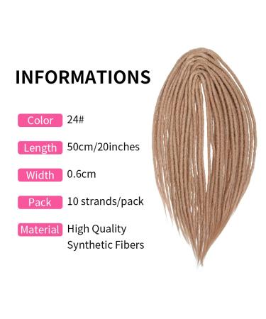 20 Double Ended Synthetic Dreadlocks - 10 Strands Soft Braided Hair Deep Blonde 24# - Hip-Hop & Reggae Style Extensions - Buy Online on GoSupps.com