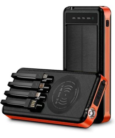 Alpha Digital Outdoor Solar Portable Power Bank with Wireless Charging 10000mAh - Orange