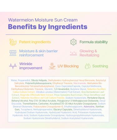 Watermelon Moisture Sun Cream SPF50+/PA++++ - Lightweight Sunscreen with Aloe Vera for Glowing Revitalized Skin | Perfect Make-up Base | 50ml - Buy Online on GoSupps.com
