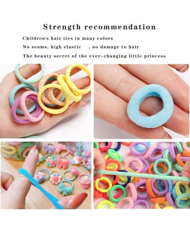 300pcs 1 inch High Elastic Hair Ties for Infants & Toddlers - Seamless & Creaseless Soft Mini Hair Ties in 18 Colors, Gentle on Babies & Girls' Hair - Buy Online on GoSupps.com