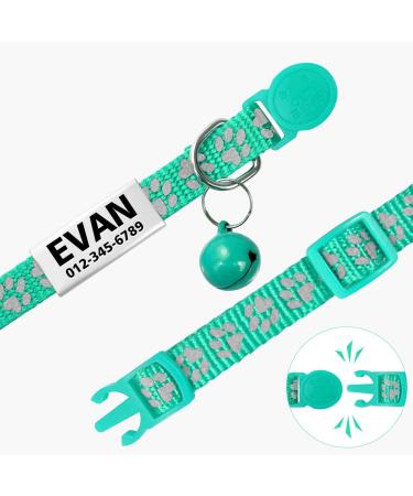 Tagme 2 Pack Cat Collars with Name & Phone Number - Safety Clasp & Bell - Adjustable 15-20 cm for Kittens - Turquoise - Buy Online on GoSupps.com