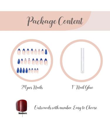 BABALAL Almond Press on Nails - Nude Glossy Medium Length 24Pcs Stiletto Acrylic Fake Nails - Blue French Glue on Nails NAILG-01 - Buy Online on GoSupps.com