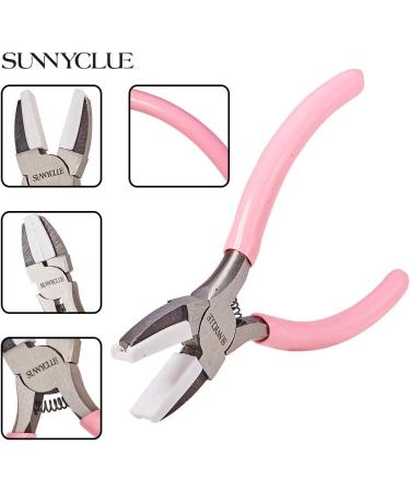 SUNNYCLUE 5.5 Inch Double Nylon Jaw Flat Nose Pliers for DIY Jewelry Making - Pink - Buy Online on GoSupps.com