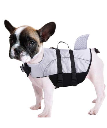 Cit toile life jacket for small dogs with a handle adjustable life jackets for dogs light breathable and comfortable good buoyancy for swimming in sea/lake/river gray S gray S