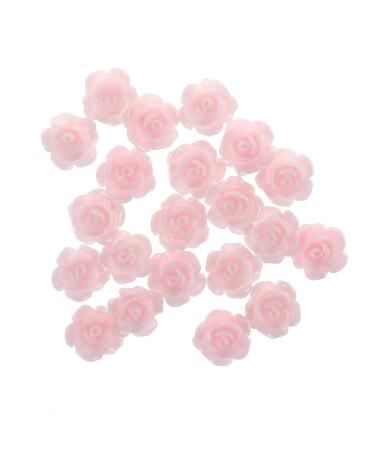 Kenntsh 20pcs 3D Pink Little Rose Flower with Rhinestones Nail Art Decoration