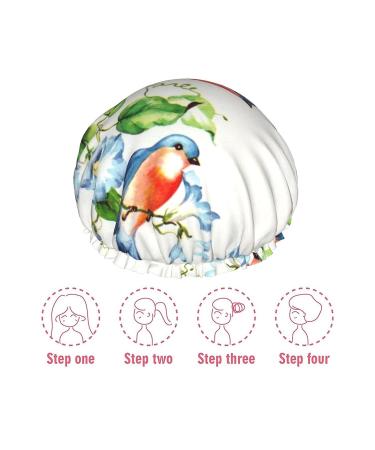 Happy Bluebirds Waterproof Shower Cap for Women - One Size Fits All - Ideal for All Hair Types - Buy Online on GoSupps.com