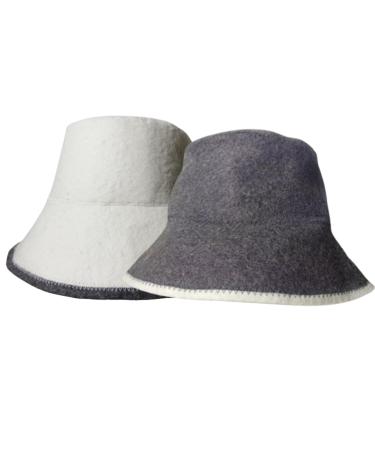 Filz-Badehut sauna hat 2 pieces water-absorbing felt sauna hat for women and men regulates the temperature fishing sauna cap reusable banya hat for longer sauna bathhouse white gray