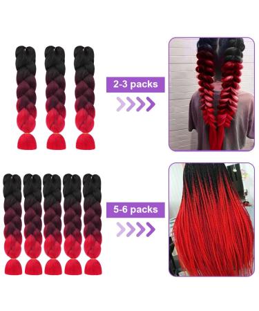 Aomig Braids Extensions - 24 Strands Artificial Hair for Box Braids | Black & Burgundy Red Braiding Hair - Buy Online on GoSupps.com