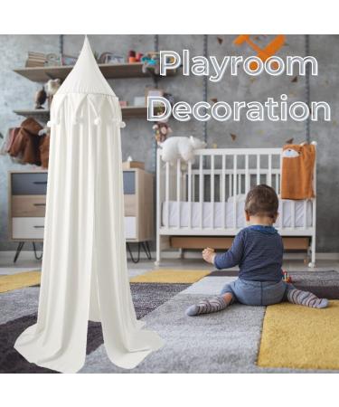 Wonder Space Minimal Pompoms Baby Crib Canopy - Nursery Room Dream Tent for Boys & Girls - Kids Bed Hanging Curtain Mosquito Net (White) - Buy Online on GoSupps.com