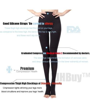 Compression Support Leggings for Women 34-46mmHg - Small Black (Open Toe) | Medical Pantyhose for Varicose Veins & Leg Pain - Buy Online on GoSupps.com