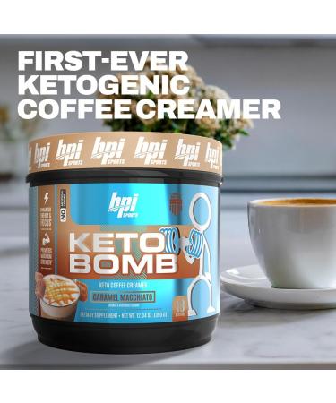 BPI Sports Keto Bomb Coffee Creamer - Supports Energy and Hydration - MCT and Electrolytes - with Calcium - Caramel Macchiato 18 Servings - Buy Online on GoSupps.com