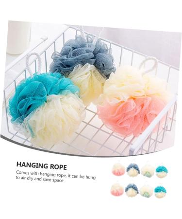Healeved 8pcs Color Matching Bath Ball Body Scrubber Set - Natural Bath Sponges for Men and Women - Shower Poufs and Body Scrub Mitt - Buy Online on GoSupps.com