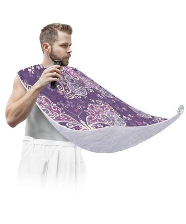 Butterfly Pattern Beard Bib Apron Beard Bib Hair Catcher for Men Shaving and Trimming Non-Stick Waterproof Beard Cape Grooming Cloth with 2 Suction Cups Gifts for Men