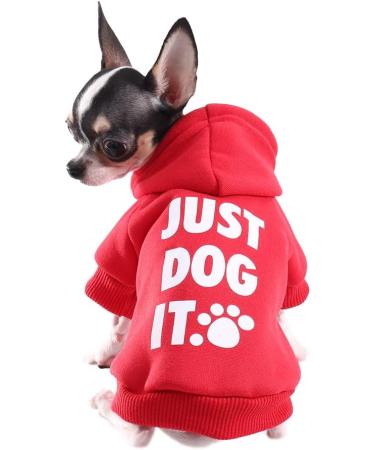 Paiaite Red Chihuahua Dog Hoodie | XS Winter Small Dog Sweatshirt | Leash Hole | Warm Pet Clothes for Puppy | Sweater Coat Clothing | JUST Dog IT - Buy Online on GoSupps.com