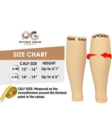 Calf Compression Sleeve - Shin Splints & Achilles Tendon Support - Nude S/M - 1 Pair - Buy Online on GoSupps.com