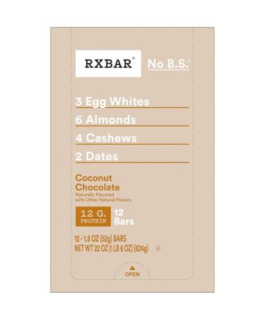 RXBAR Coconut Chocolate Protein Bars - 12g Protein, Gluten-Free Snacks - 22oz Box (12 Bars) - Buy Online on GoSupps.com