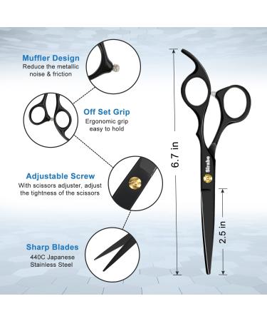 10 PCS Sirabe Hair Cutting Scissors Set - Professional Haircut & Thinning Scissors Kit with Comb, Cape, Clips - Black Hairdressing Shears for Barber, Salon & Home - Buy Online on GoSupps.com