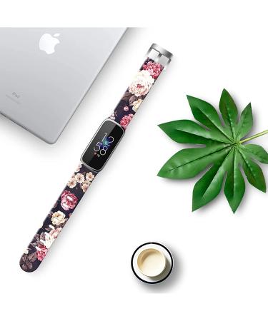 Designer Silicone Bands for Fitbit Luxe | Durable & Stylish Replacement Strap for Women | Compatible with Fitbit Luxe 2021 - Black Floral Print - Buy Online on GoSupps.com