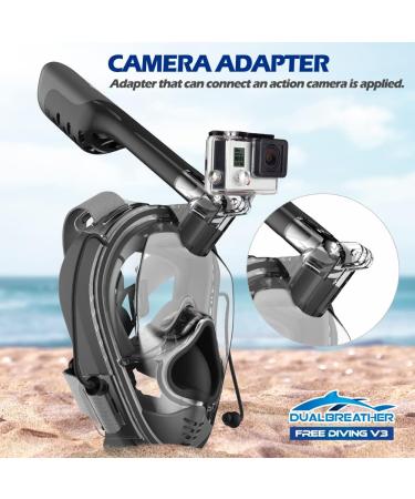 Free Diving V3  Full Face Snorkel Mask CO2 Tech & Air Fitting Tech  Equalizer & Drain Function 180Â° Panoramic View Action Camera Mount Anti-Fog Anti-Leak Dry Top Set - Buy Online on GoSupps.com