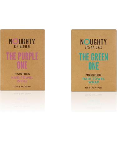 Noughty 97% Natural Microfibre Hair Towels - Quick Absorb Reduce Breakage & Frizz - Purple & Green Bundle - Buy Online on GoSupps.com