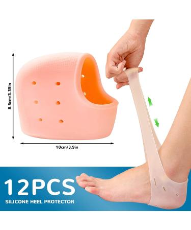 12pcs Silicone Heel Protectors - Gel Cups for Heel Pain Relief | Breathable Cushions for Plantar Fasciitis | Blister Prevention Pads for Men and Women - Universal Fit - Buy Online on GoSupps.com