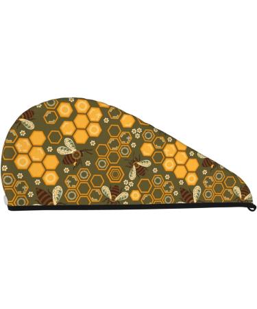 Bees and Honeycombs Microfiber Hair Towel - Soft Super Absorbent Coral Velvet Wrap for Long Curly & Thick Hair | Quick Dry Hair Cap - Buy Online on GoSupps.com