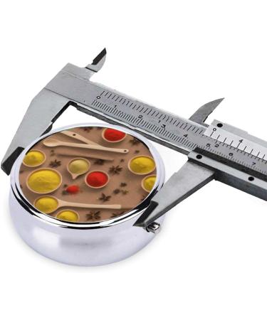 Mini Round Pill Box with Seasoning Print - 3 Compartment Portable Pill Organizer for Travel Home & Office - Buy Online on GoSupps.com
