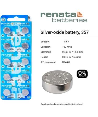 Renata 357 SR44W Batteries - 1.55V Silver Oxide 10 Count Watch Battery - Long-Lasting & Reliable International Shipping - Buy Online on GoSupps.com