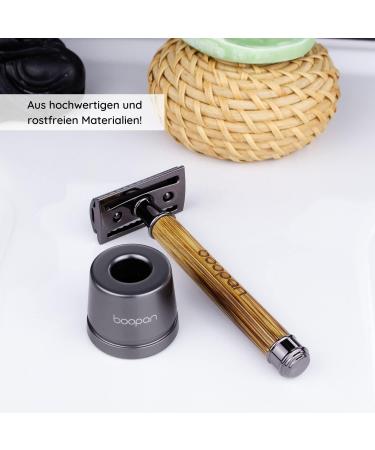 BOOPAN Bamboo Razor Plane Stand - Durable Rust-Free Metal Holder for Effortless Shaving - Buy Online on GoSupps.com