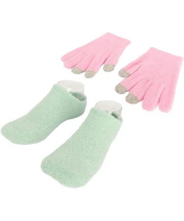 Qukaim Hydrating Gel Gloves Socks Hydrating Green Moisturizing Gel Socks & Pink Gel Gloves Set for Touch Screen Reusable Softening Repair of Dry Skin Care for Hands and Feet - Buy Online on GoSupps.com