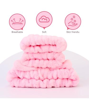 UNIMEIX 3 Pack Spa Headband and Wrist Washband Set - Reusable Soft Fleece Skincare Headbands for Face Washing - Pink - Buy Online on GoSupps.com