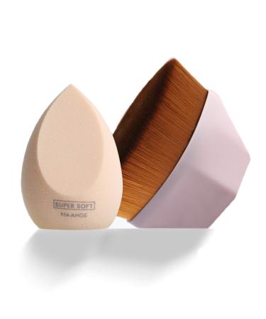 Foundation Makeup Brush Flat Top Kabuki Face Blush Brush Multifunctional for Blending Liquid Cream or Flawless Powder Cosmetics with Makeup Sponges (Pink)