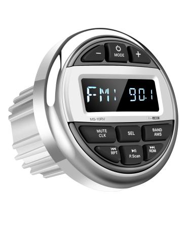 Bluetooth Marine Boat Radio Receiver: Waterproof Marine Gauge Stereo System - HD LCD Display AM FM Tuner MP3 AUX-in USB Built-in EQ