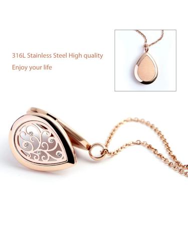 Rose Gold Aromatherapy Essential Oil Diffuser Necklace - Stainless Steel Pendant Locket for Women & Moms - Perfect Gift Jewelry - Buy Online on GoSupps.com