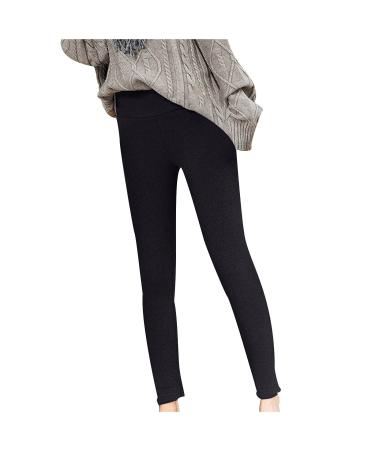 FAVIPT Fleece Lined Leggings Women Plus Size High Waisted Thermal Warm Yoga Pants Stretchy Slimming Winter Cashmere Leggings Large E08-black