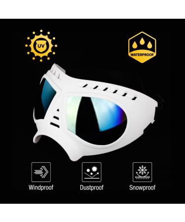 PETLESO Waterproof UV Dog Goggles - Stylish Eye Protection for Large & Medium Dogs - Sunglasses for Dogs - White - Buy Online on GoSupps.com