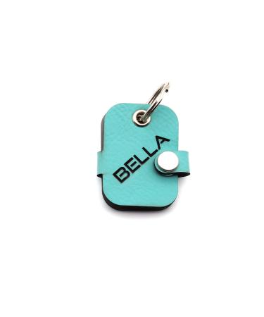 Copter farm dog brand bag for dogs on the collar |With engraving push button |Art leather real leather |Dog brand |Individually engraved on both sides (turquoise rectangle) turquoise rectangle