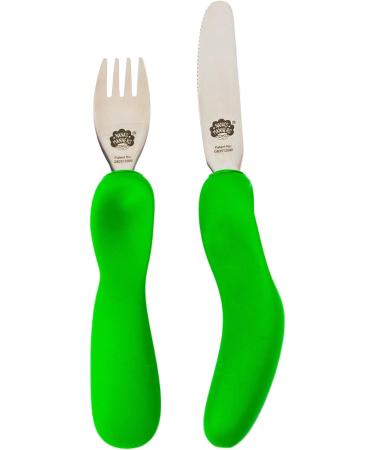 Nana's Manners Stage 3 Cutlery Set- Children's Knife & Fork for Self-Feeding- Ages 3 & Up- Silicone Handles- Non-BPA- Borneo Green - Buy Online on GoSupps.com