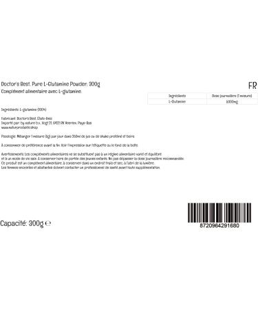 Doctor's Best L-Glutamine Powder 300g - Vegan, Highly Dosed Amino Acid - Lab-Tested, Gluten-Free, Soy-Free - Vegetarian, Non-GMO - Buy Online on GoSupps.com