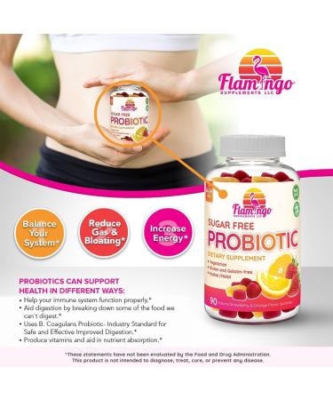 Probiotic Gummies Sugar Free- 3 Billion CFU Reduce Gas Bloating - Probiotics for Women Kids and Mens Probiotic- Bacillus Coagulans- Natural Vegan Vegetarian Kosher Halal 90 Gummy Probiotics - Buy Online on GoSupps.com