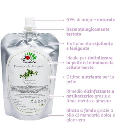Coccinella Line mud scrub thyme cleanser peeling smoothing agents with pumice stone microgranules numerous natural extracts and thermal water format 150 ml - Buy Online on GoSupps.com