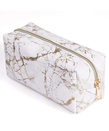 Xinlie Marble Pattern PU Leather Travel Makeup Bag - Stylish Cosmetic Pouch for Home & Vacation - Buy Online on GoSupps.com