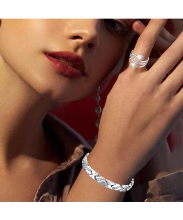 Vicmag Titanium Steel Magnetic Bracelet for Women - Crystal Design, Ultra Strength Brazaletes with Removal Tool - Platinum Gift Box Included - Buy Online on GoSupps.com