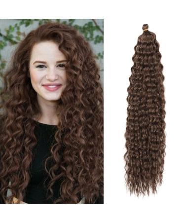 22 inches 3 packs deep twist crochet hair ocean wave curly bohemian crochet braids deep wave hair bundle synthetic hair extensions for women girls 22inch 4/30#