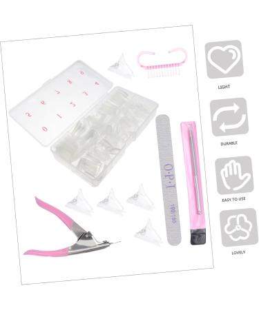 Beavorty 1 Box Nail Art Box Press on Fake Nails Clear False Nail Mini Nail kit Nail Tips Nail Kits Nail File Buffer Long Fake Nails Acrylic Nail Accessories Full Coverage Plastic 15x6cm - Buy Online on GoSupps.com